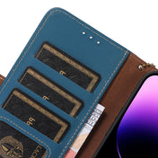 For Samsung Galaxy S23 5G Genuine Leather Magnetic RFID Leather Phone Case(Blue) Eurekaonline