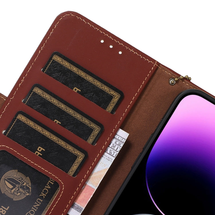 For Samsung Galaxy S23 5G Genuine Leather Magnetic RFID Leather Phone Case(Coffee) Eurekaonline