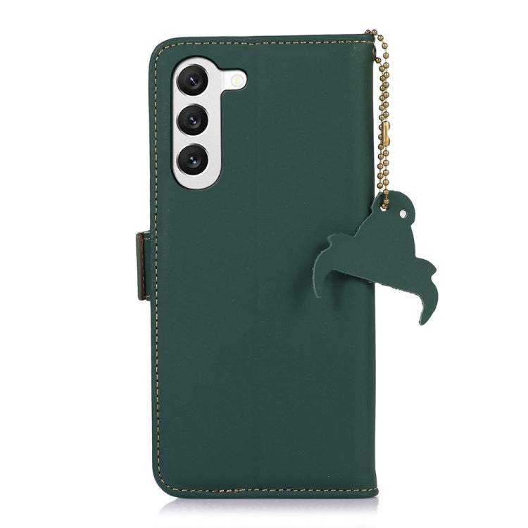 For Samsung Galaxy S23 5G Genuine Leather Magnetic RFID Leather Phone Case(Green) Eurekaonline