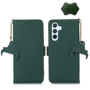 For Samsung Galaxy S23 5G Genuine Leather Magnetic RFID Leather Phone Case(Green) Eurekaonline