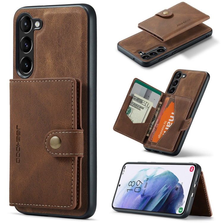 For Samsung Galaxy S23 5G JEEHOOD Retro Magnetic Detachable Wallet Phone Case(Brown) Eurekaonline