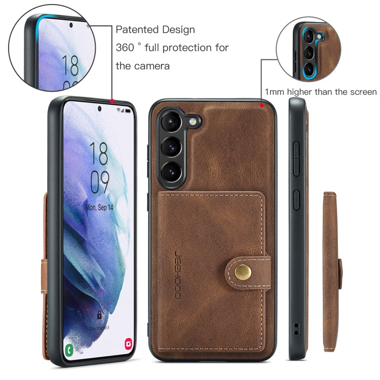 For Samsung Galaxy S23 5G JEEHOOD Retro Magnetic Detachable Wallet Phone Case(Brown) Eurekaonline