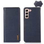 For Samsung Galaxy S23 5G KHAZNEH Nappa Top Layer Cowhide Leather Phone Case(Blue) Eurekaonline