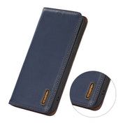 For Samsung Galaxy S23 5G KHAZNEH Nappa Top Layer Cowhide Leather Phone Case(Blue) Eurekaonline