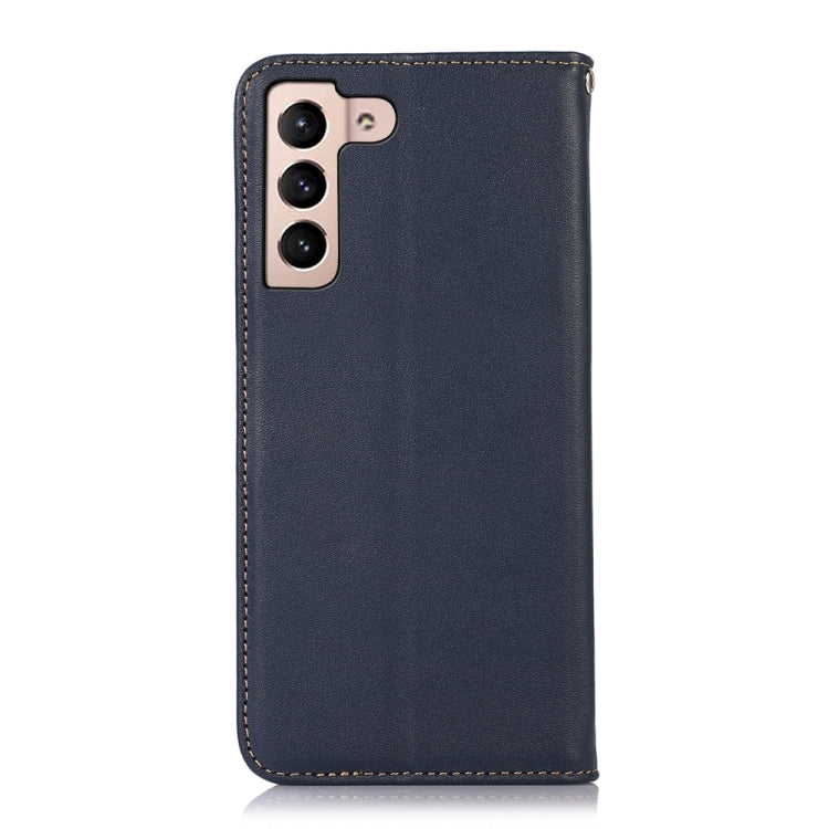 For Samsung Galaxy S23 5G KHAZNEH Nappa Top Layer Cowhide Leather Phone Case(Blue) Eurekaonline