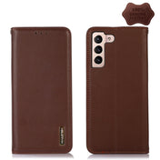 For Samsung Galaxy S23 5G KHAZNEH Nappa Top Layer Cowhide Leather Phone Case(Brown) Eurekaonline