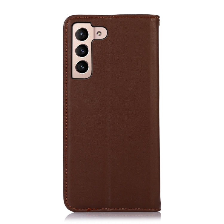 For Samsung Galaxy S23 5G KHAZNEH Nappa Top Layer Cowhide Leather Phone Case(Brown) Eurekaonline