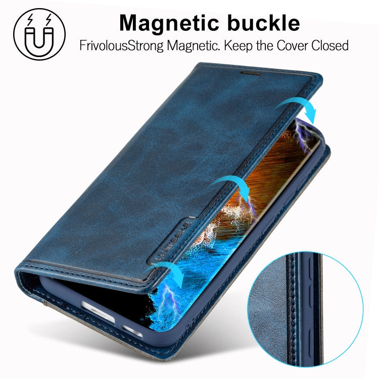 For Samsung Galaxy S23+ 5G LC.IMEEKE LC-001 Color Matching Frosted Leather Phone Case(Blue) Eurekaonline