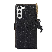 For Samsung Galaxy S23 5G Ostrich Pattern Genuine Leather RFID Phone Case(Black) Eurekaonline