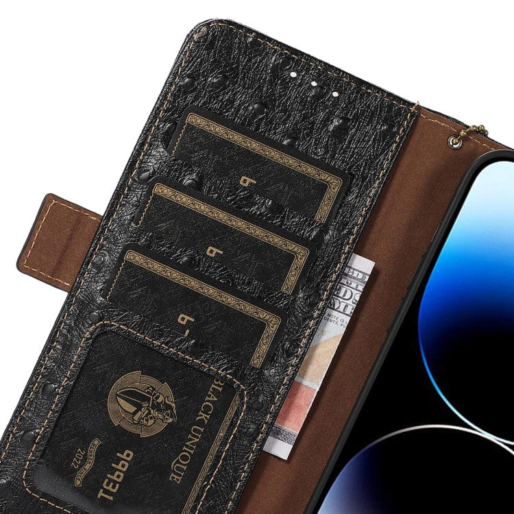 For Samsung Galaxy S23+ 5G Ostrich Pattern Genuine Leather RFID Phone Case(Black) Eurekaonline
