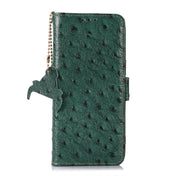 For Samsung Galaxy S23 5G Ostrich Pattern Genuine Leather RFID Phone Case(Green) Eurekaonline