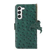 For Samsung Galaxy S23 5G Ostrich Pattern Genuine Leather RFID Phone Case(Green) Eurekaonline