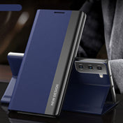 For Samsung Galaxy S23+ 5G Side Electroplated Adsorption Leather Phone Case(Dark Blue) Eurekaonline