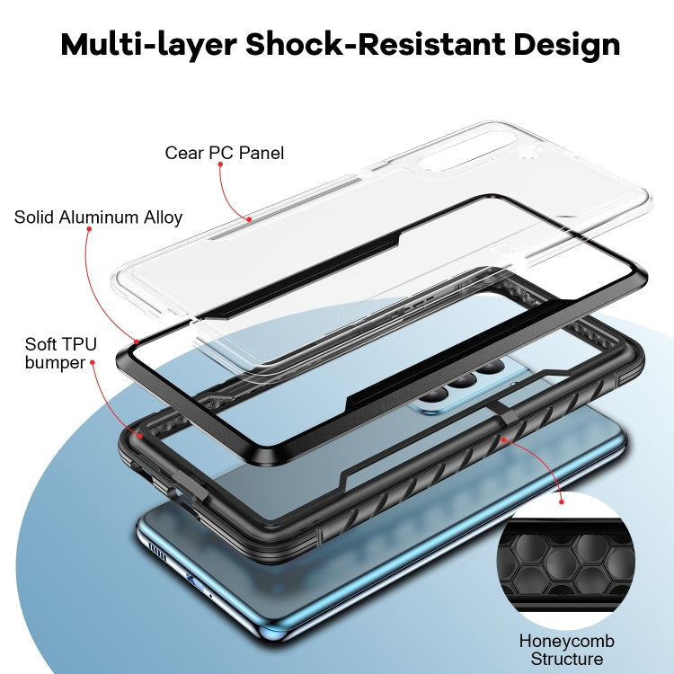 For Samsung Galaxy S23 5G iPAKY Thunder Series Aluminum Frame + TPU Bumper + Clear PC Shockproof Phone Case(Black + Grey) Eurekaonline