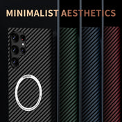 For Samsung Galaxy S23 Ultra 5G Carbon Fiber Texture MagSafe Magnetic Phone Case(Black) Eurekaonline