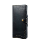 For Samsung Galaxy S23 Ultra 5G Denior Oil Wax Cowhide Magnetic Button Leather Phone Case(Dark Blue) Eurekaonline