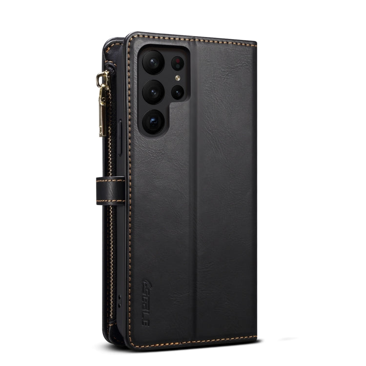 For Samsung Galaxy S23 Ultra 5G ESEBLE Star Series Lanyard Zipper Wallet RFID Leather Case(Black) Eurekaonline