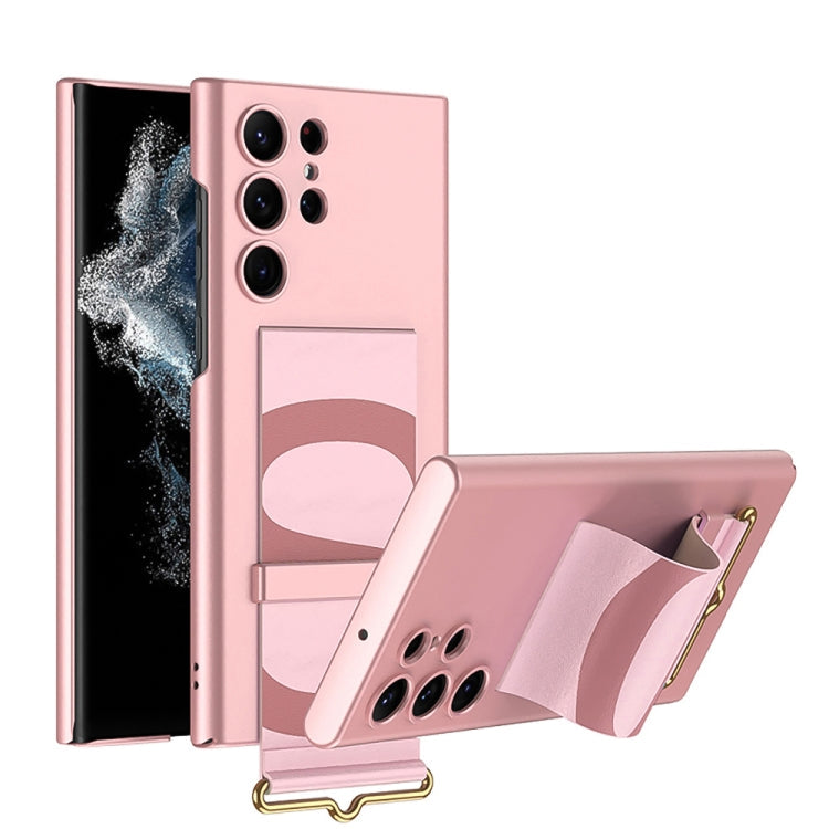 For Samsung Galaxy S23 Ultra 5G GKK Ultra-thin Wristband Holder Phone Case(Pink) Eurekaonline