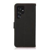 For Samsung Galaxy S23 Ultra 5G KHAZNEH Custer Genuine Leather RFID Phone Case(Black) Eurekaonline