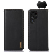 For Samsung Galaxy S23 Ultra 5G KHAZNEH Nappa Top Layer Cowhide Leather Phone Case(Black) Eurekaonline