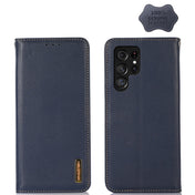For Samsung Galaxy S23 Ultra 5G KHAZNEH Nappa Top Layer Cowhide Leather Phone Case(Blue) Eurekaonline
