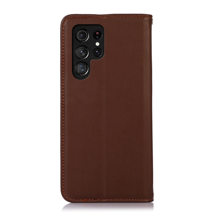 For Samsung Galaxy S23 Ultra 5G KHAZNEH Nappa Top Layer Cowhide Leather Phone Case(Brown) Eurekaonline