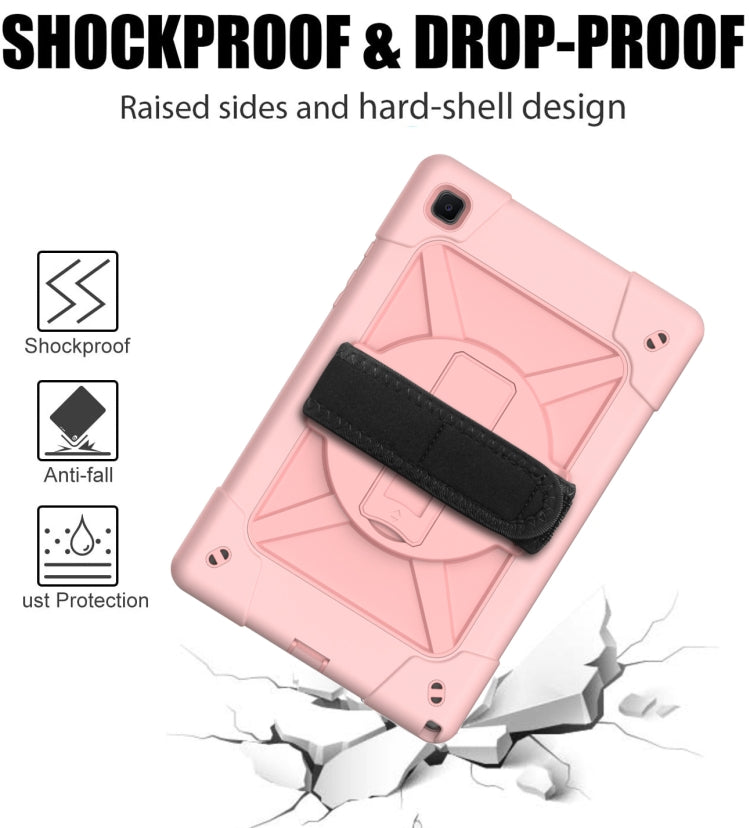 For Samsung Galaxy Tab A7 10.4 (2020) T500/T505 Contrast Color Robot Shockproof Silicone + PC Protective Case with Holder(Rose Gold) Eurekaonline