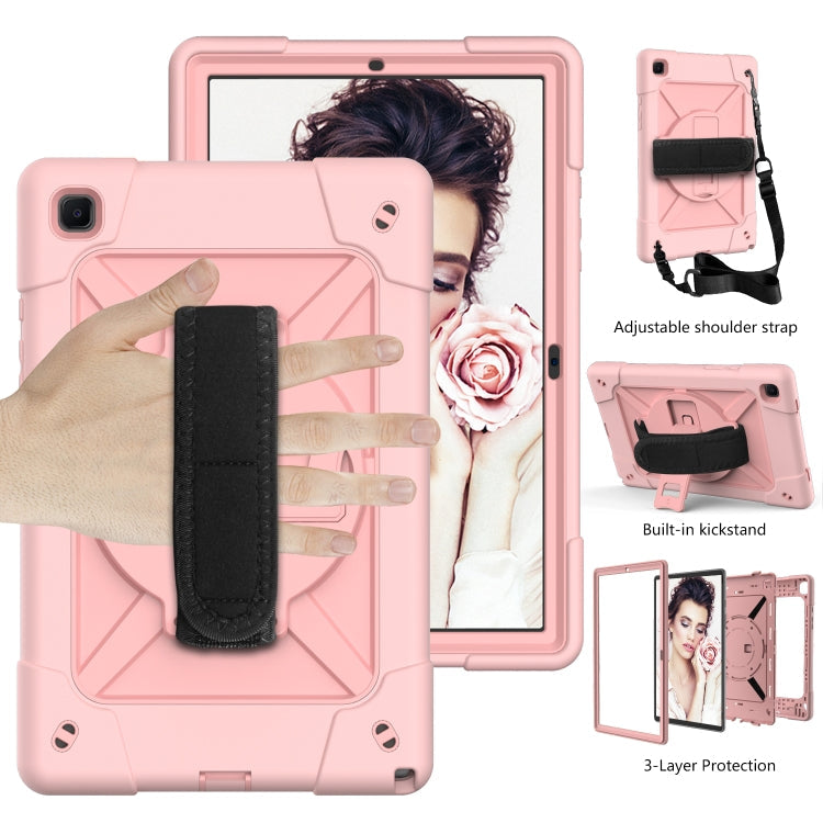 For Samsung Galaxy Tab A7 10.4 (2020) T500/T505 Contrast Color Robot Shockproof Silicone + PC Protective Case with Holder(Rose Gold) Eurekaonline