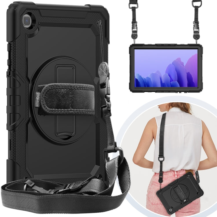 For Samsung Galaxy Tab A7 (2020) T500/T505 Shockproof Colorful Silicone + PC Protective Case with Holder & Shoulder Strap & Hand Strap & Pen Slot(Black) Eurekaonline