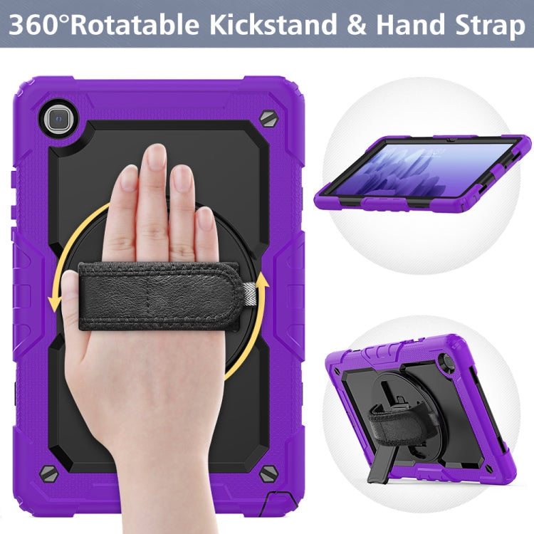 For Samsung Galaxy Tab A7 (2020) T500/T505 Shockproof Colorful Silicone + PC Protective Case with Holder & Shoulder Strap & Hand Strap & Pen Slot(Purple) Eurekaonline