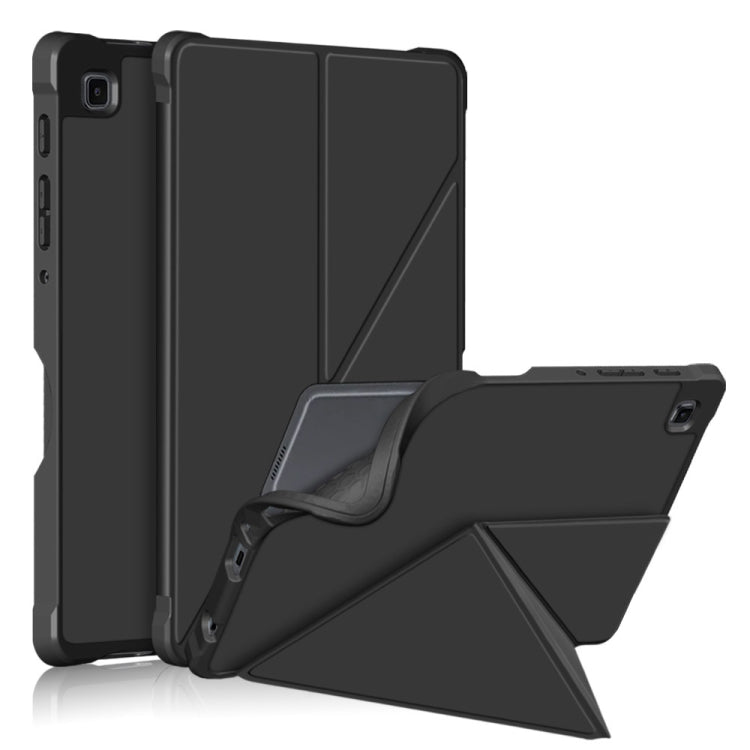 For Samsung Galaxy Tab A7 Lite 8.7 T220 / T225 Cloth Texture Multi-folding Horizontal Flip PU Leather Shockproof Case with Holder(Black) Eurekaonline