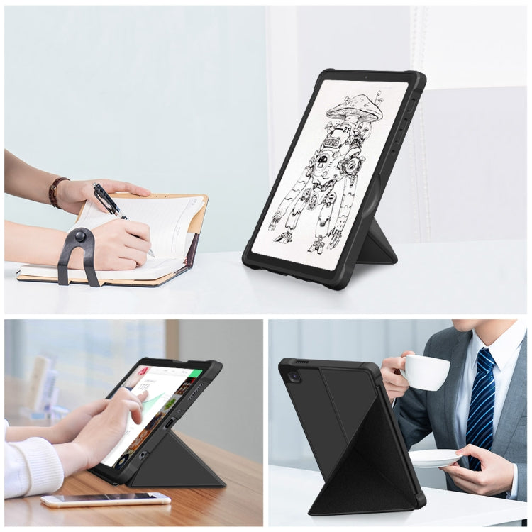 For Samsung Galaxy Tab A7 Lite 8.7 T220 / T225 Cloth Texture Multi-folding Horizontal Flip PU Leather Shockproof Case with Holder(Black) Eurekaonline