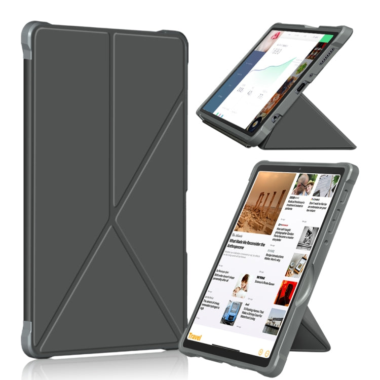 For Samsung Galaxy Tab A7 Lite 8.7 T220 / T225 Cloth Texture Multi-folding Horizontal Flip PU Leather Shockproof Case with Holder(Grey) Eurekaonline