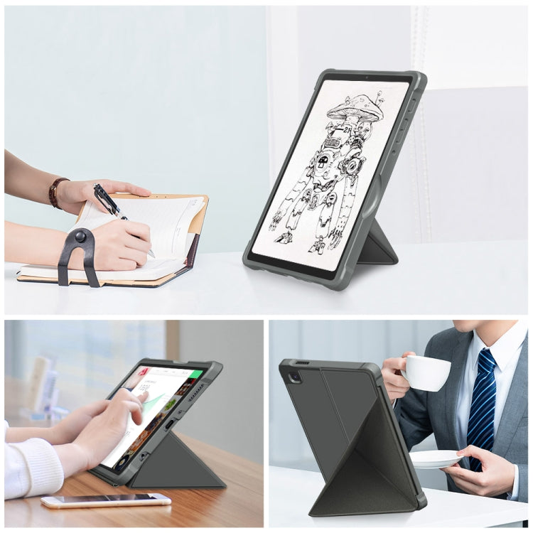 For Samsung Galaxy Tab A7 Lite 8.7 T220 / T225 Cloth Texture Multi-folding Horizontal Flip PU Leather Shockproof Case with Holder(Grey) Eurekaonline