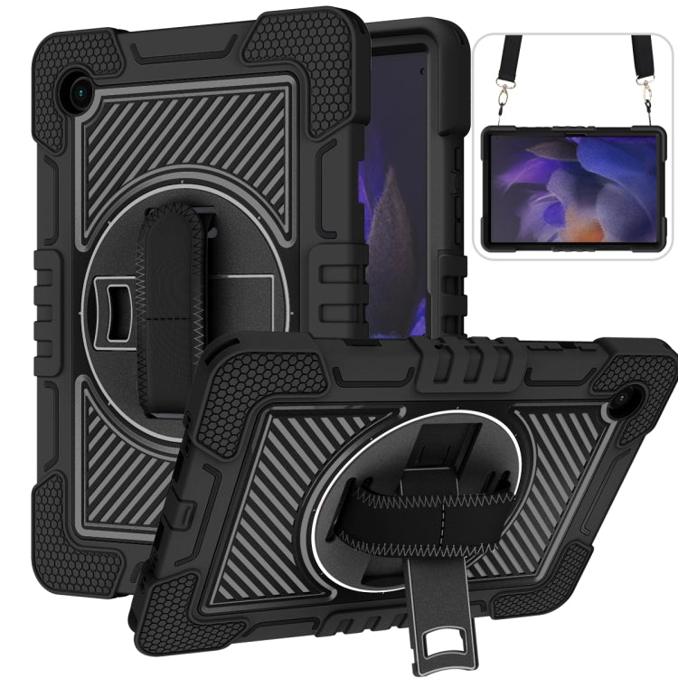 For Samsung Galaxy Tab A8 10.5 2021 360 Degree Rotation Contrast Color Silicone + PC Tablet Case(Black) Eurekaonline