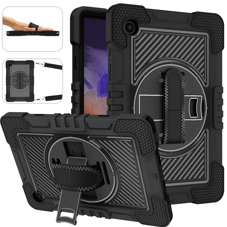 For Samsung Galaxy Tab A8 10.5 2021 360 Degree Rotation Contrast Color Silicone + PC Tablet Case(Black) Eurekaonline