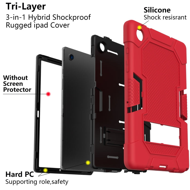 For Samsung Galaxy Tab A8 10.5 2021 X200 Contrast Color Robot Silicone + PC Tablet Case(Red Black) Eurekaonline