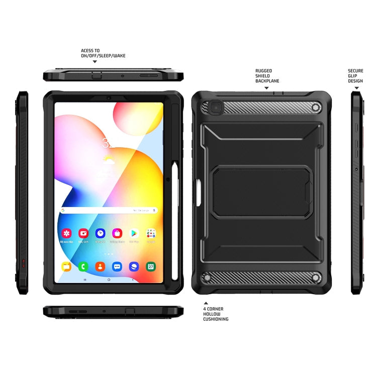 For Samsung Galaxy Tab S6 Lite Explorer PC + TPU Tablet Protective Case with Pen Slot(Black) Eurekaonline