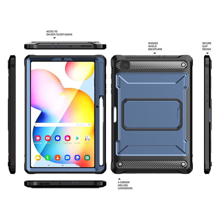 For Samsung Galaxy Tab S6 Lite Explorer PC + TPU Tablet Protective Case with Pen Slot(Blue) Eurekaonline