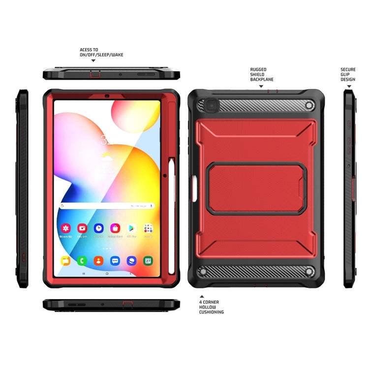 For Samsung Galaxy Tab S6 Lite Explorer PC + TPU Tablet Protective Case with Pen Slot(Red) Eurekaonline