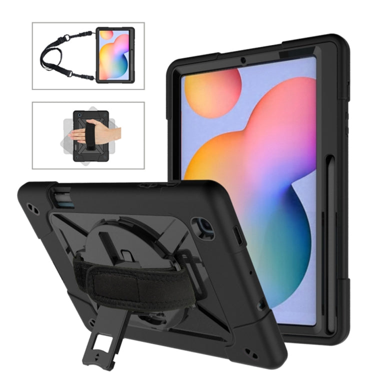 For Samsung Galaxy Tab S6 Lite P610 Contrast Color Robot Silicone + PC Tablet Case(Black) Eurekaonline