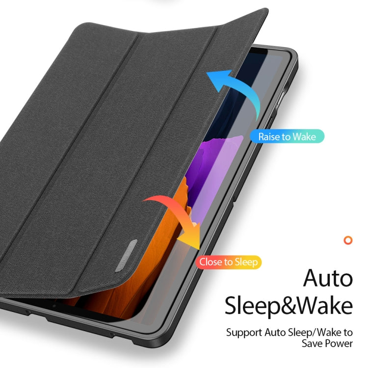 For Samsung Galaxy Tab S7+ 12.4 inch DUX DUCIS Domo Series Horizontal Flip Magnetic PU Leather Case with Three-folding Holder & Sleep / Wake-up Function & Pen Slot(Black) Eurekaonline