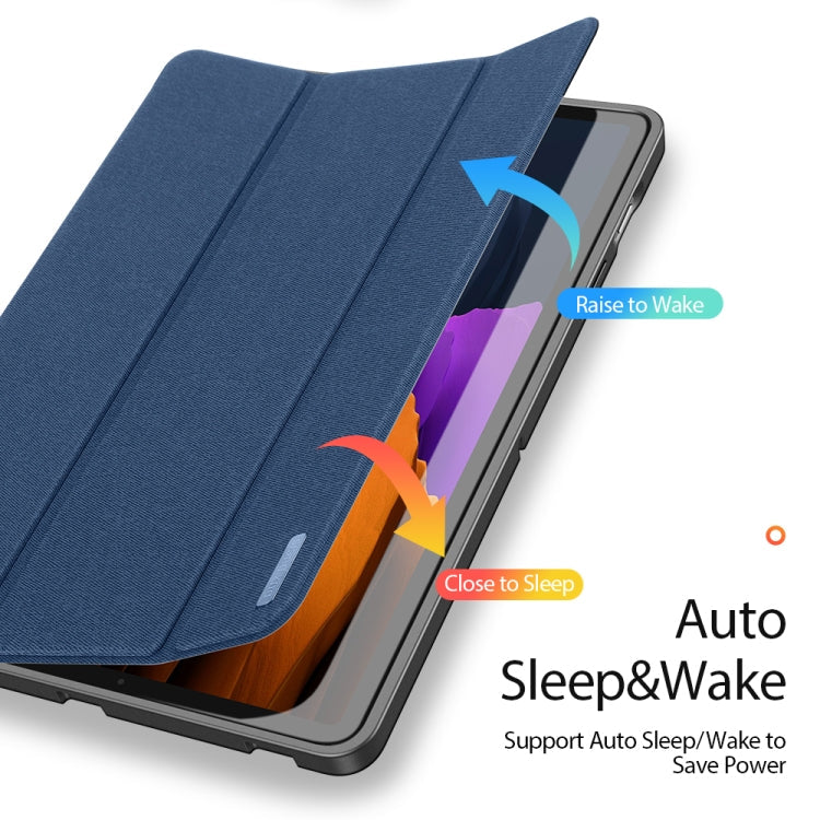 For Samsung Galaxy Tab S7+ 12.4 inch DUX DUCIS Domo Series Horizontal Flip Magnetic PU Leather Case with Three-folding Holder & Sleep / Wake-up Function & Pen Slot(Blue) Eurekaonline