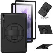 For Samsung Galaxy Tab S7 FE 12.4 inch T730 360 Degree Rotation PC+TPU Protective Cover with Holder & Hand Strap(Black) Eurekaonline