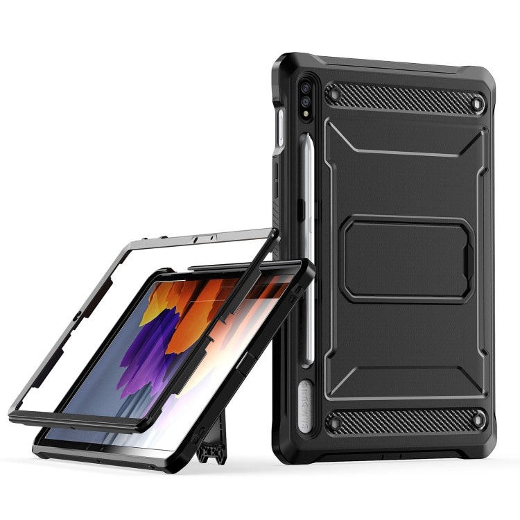 For Samsung Galaxy Tab S7/S8 Explorer PC + TPU Tablet Protective Case with Pen Slot(Black) Eurekaonline