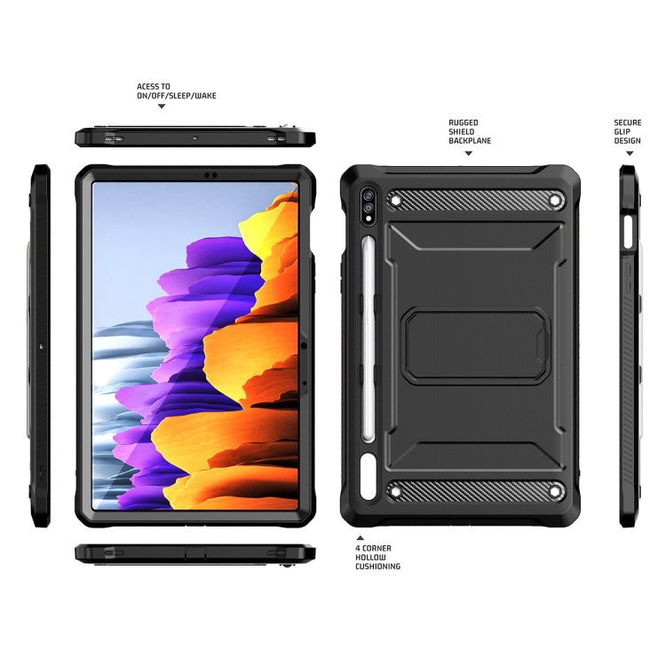 For Samsung Galaxy Tab S7/S8 Explorer PC + TPU Tablet Protective Case with Pen Slot(Black) Eurekaonline