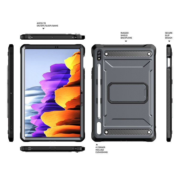 For Samsung Galaxy Tab S7/S8 Explorer PC + TPU Tablet Protective Case with Pen Slot(Grey) Eurekaonline