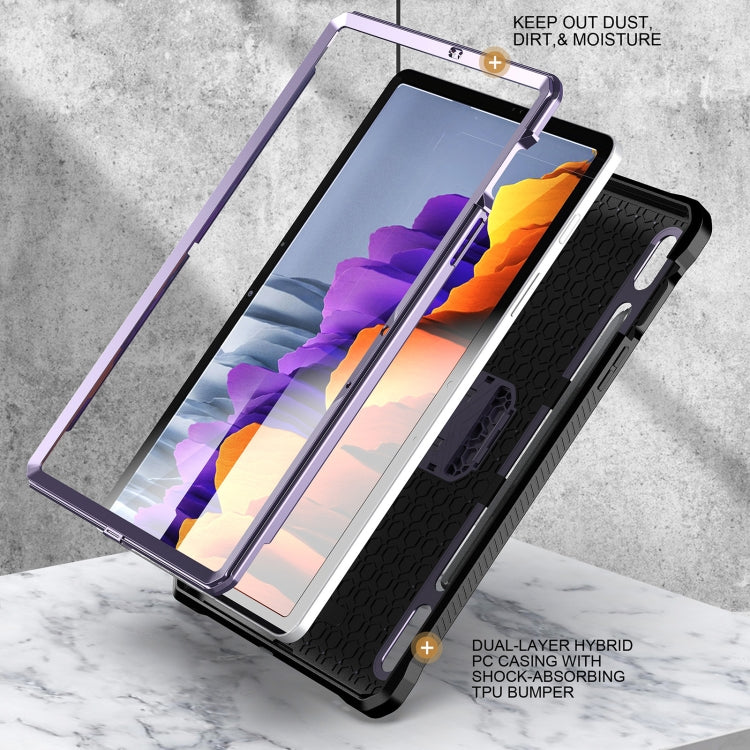 For Samsung Galaxy Tab S7/S8 Explorer PC + TPU Tablet Protective Case with Pen Slot(Purple) Eurekaonline