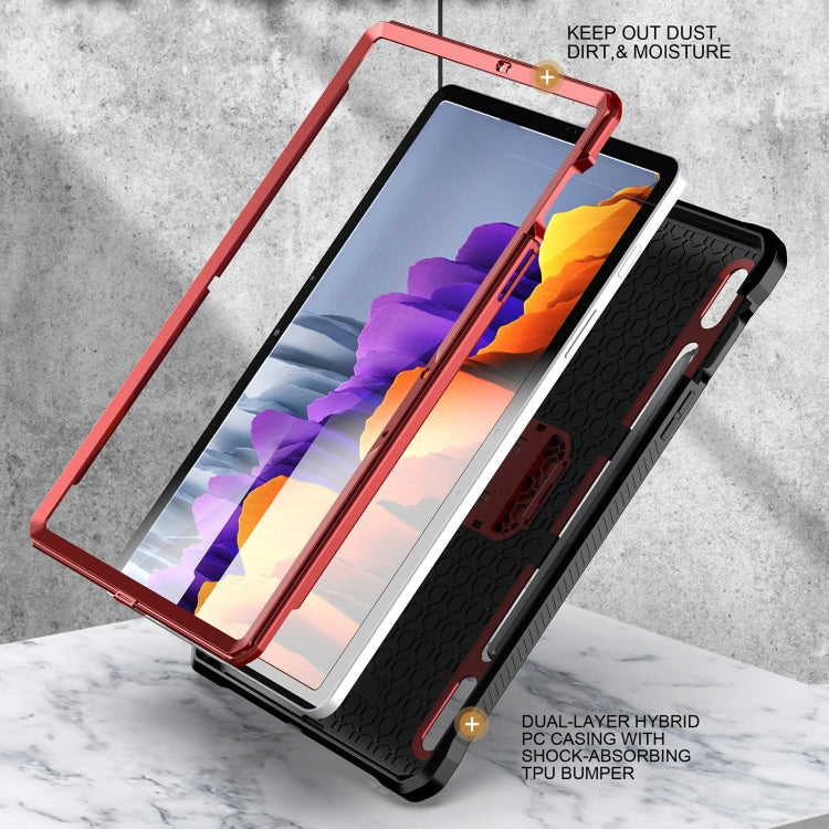 For Samsung Galaxy Tab S7/S8 Explorer PC + TPU Tablet Protective Case with Pen Slot(Red) Eurekaonline