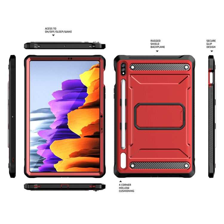 For Samsung Galaxy Tab S7/S8 Explorer PC + TPU Tablet Protective Case with Pen Slot(Red) Eurekaonline